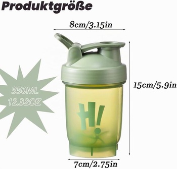 Fľaša na proteínový šejker, 350 ml, s miešacou guličkou, bez BPA, náhrada jedla, šejker, nepriepustný,