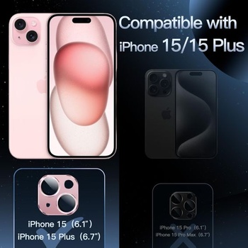 Ochranný kryt JETech pro fotoaparát pro iPhone 15/15 Plus, růžový, 1 kus pro iPhone 15/15 Plus