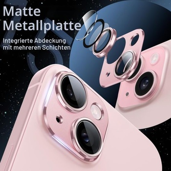 Ochranný kryt JETech pro fotoaparát pro iPhone 15/15 Plus, růžový, 1 kus pro iPhone 15/15 Plus