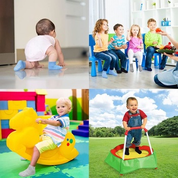 GRPSKCOS Protiskluzové ponožky pro děti, 12 párů ponožek Stopper, dětské ponožky z ABS materiálu,