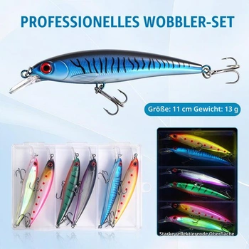 Sada 6 wobblerových rybárskych nástrah na ostrieže, zubáče a šťuky, 11 cm realistické nástrahy pre