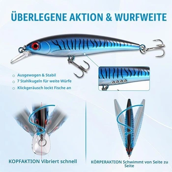 Sada 6 wobblerových rybárskych nástrah na ostrieže, zubáče a šťuky, 11 cm realistické nástrahy pre