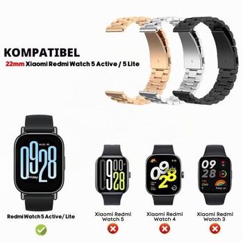 Náhradný remienok BDIG kompatibilný s Xiaomi Redmi Watch 5 Active/5 Lite, kovový remienok pre ženy aj