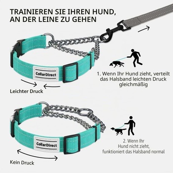 Reflexní obojek pro psy CollarDirect, Martingale obojek, boční přezka, řetízkový výcvikový obojek,