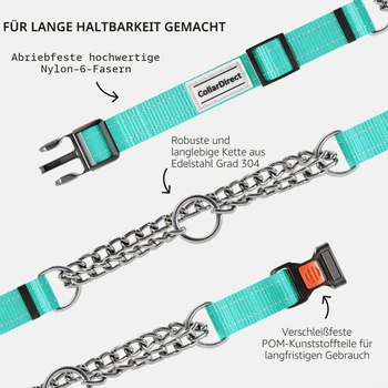 Reflexní obojek pro psy CollarDirect, Martingale obojek, boční přezka, řetízkový výcvikový obojek,
