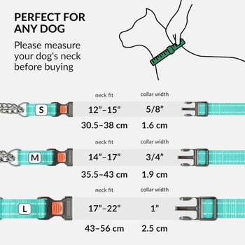 Reflexní obojek pro psy CollarDirect, Martingale obojek, boční přezka, řetízkový výcvikový obojek,