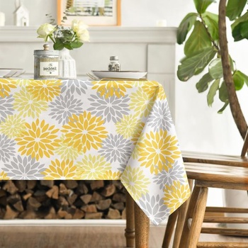 Artoid Módny kvetinový žltý georgínový jesenný obrus 140x110 cm, sezónne jesenné odolné škvrnám