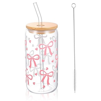 Ružový pohár na pitie s objemom 473 ml s viečkom a slamkou na kávu Bubble Tea