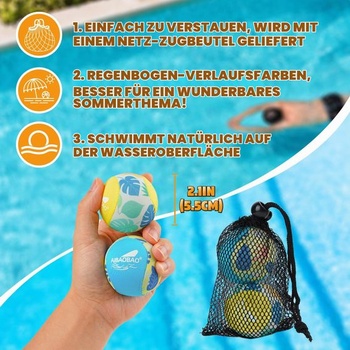Vodná lopta, 2 kusy vodných lôpt pre deti a dospelých, vodná skákacia lopta, opakovane použiteľné vodné lopty