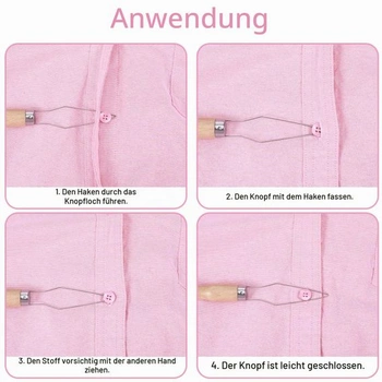 3 knoflíkové háčky, háčky na knoflíky Fanwer s dřevěnou rukojetí, pomůcka pro zapínání knoflíků pro