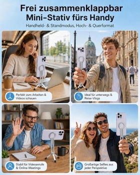 Magnetický statív pre chytré telefóny, skladacia mini selfie tyč 3 v 1 z hliníkovej zliatiny, silný