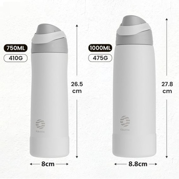 Fjbottle Fľaša na vodu z nerezovej ocele 1 l s otváraním jedným kliknutím do školy/na fitness, biela