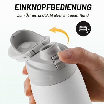 Fjbottle Fľaša na vodu z nerezovej ocele 1 l s otváraním jedným kliknutím do školy/na fitness, biela