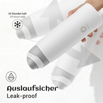 Fjbottle Láhev na vodu z nerezové oceli 1 l s otevíráním jedním kliknutím do školy/na fitness, bílá
