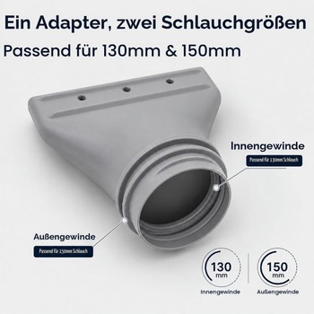 Adaptér na výfukovú hadicu klimatizácie, adaptér na plochú hadicu na klimatizáciu, 130 mm/150 mm