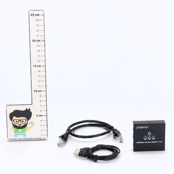 AUTOUTLET LAN rozbočovač 1 na 3, Plug & Play, 1000Mbps ethernetový rozbočovač s 3 portami s 0,5m