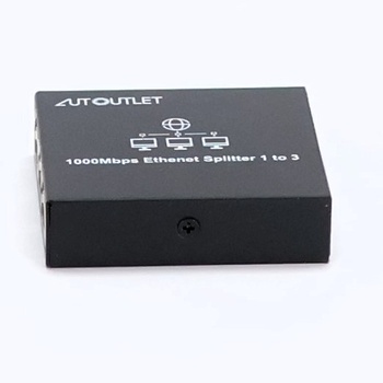 AUTOUTLET LAN rozbočovač 1 na 3, Plug & Play, 1000Mbps ethernetový rozbočovač s 3 portami s 0,5m