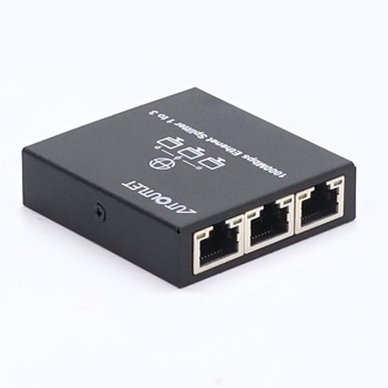 AUTOUTLET LAN rozbočovač 1 na 3, Plug & Play, 1000Mbps ethernetový rozbočovač s 3 portami s 0,5m
