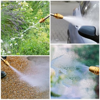 Ručná sprcha OFFCUP Garden, mosadz, striekacia pištoľ, kov, strieborná - štýl s dlhou pištoľou