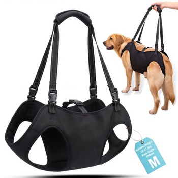 Postroj na prepravu psov pre veľké psy - M čierny M - 13-17,5 kg