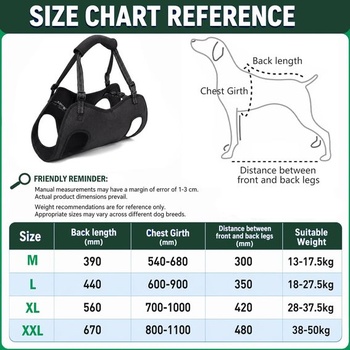 Postroj pro přepravu psů pro velké psy - M černý M - 13-17,5 kg