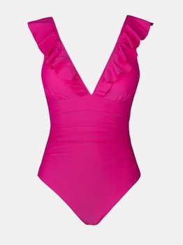 Dámske plavky Cupshe volánik vel.ne Neonpink