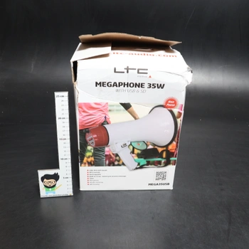 Megafon se sirénou LTC bíločervený USB