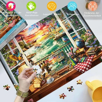 HUADADA Puzzle 1000 dílků - Divočina u jezera - 1000 puzzle pro dospělé - Klasické puzzle dárek -