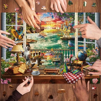 HUADADA Puzzle 1000 dílků - Divočina u jezera - 1000 puzzle pro dospělé - Klasické puzzle dárek -