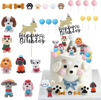 33dielna sada na zdobenie torty s motívom psov, minifigúrky…
