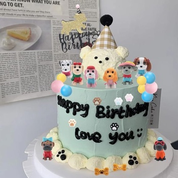 33dielna sada na zdobenie torty s motívom psov, minifigúrky psov, dekorácie na torty, figúrky psov,