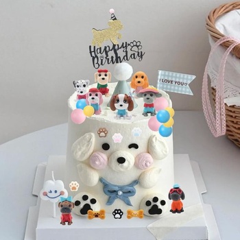 33dielna sada na zdobenie torty s motívom psov, minifigúrky psov, dekorácie na torty, figúrky psov,