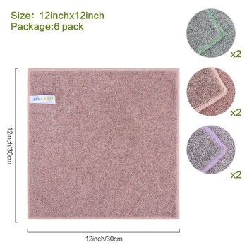 SINLAND 6dielne utierky/odličovacie utierky z mikrovlákna 30x30cm Rôzne farby: Kávová + Zelená +