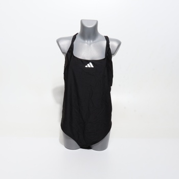 Dámske plavky adidas s 3 prúžkami a strihom do C - Plus Size 3XL, čierne / biele