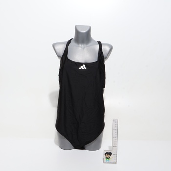 Dámske plavky adidas s 3 prúžkami a strihom do C - Plus Size 3XL, čierne / biele