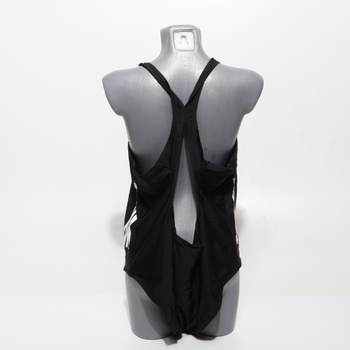 Dámske plavky adidas s 3 prúžkami a strihom do C - Plus Size 3XL, čierne / biele