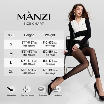 Dámske legíny MANZI bez nôh, 30 denier, s reguláciou bruška, veľkosť L, 2 páry, čierne
