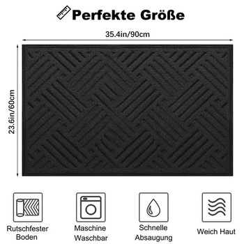 Venkovní rohožka 60x90cm, měkká, savá a odpuzující nečistoty, protiskluzová, pratelná v pračce, na