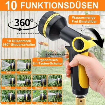 Flexibilná záhradná hadica s dĺžkou 30 m (100 stôp) s 10 funkciami, 4vrstvový latex a tkanina 3750D,