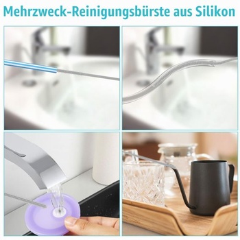 3 extra dlhé silikónové kefky na slamky, opakovane použiteľný ohybný kefa na slamky 3/6/9 mm s