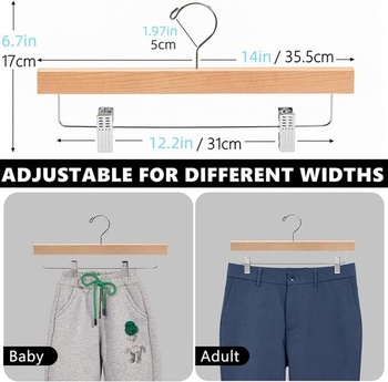 Amber Home 20 kusů dřevěných ramínek na kalhoty 35,5 cm, přírodní