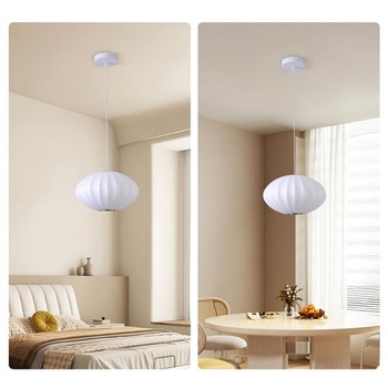 Stropní lampa lucerna bílá 30cm závěsné světlo v japonském stylu