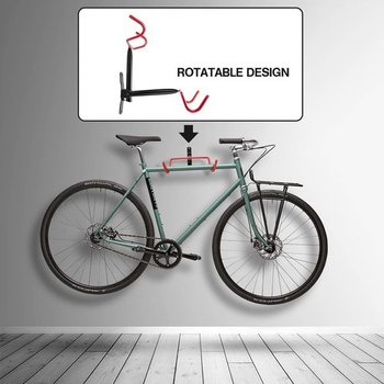 Skladací nástenný nosič bicyklov, kovový držiak bicyklov s nosnosťou 30 kg, úschova bicyklov s háčikmi, skladací