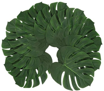 RunFar Shop 24 ks (35x29cm) umelé tropické listy, palmové listy monstera dekorácie na havajskú