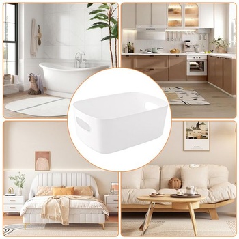 YAYODS 10dílné plastové úložné boxy - 25 x 16 x 10 cm bílý úložný organizér s rukojeťmi -