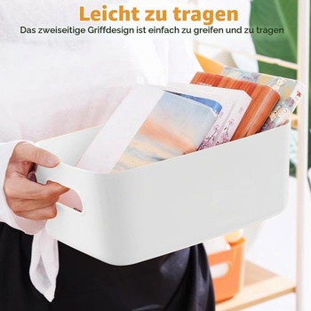 YAYODS 10dílné plastové úložné boxy - 25 x 16 x 10 cm bílý úložný organizér s rukojeťmi -