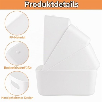 YAYODS 10dielne plastové úložné boxy - 25 x 16 x 10 cm biely úložný organizér s rukoväťami -