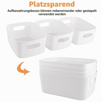 YAYODS 10dielne plastové úložné boxy - 25 x 16 x 10 cm biely úložný organizér s rukoväťami -