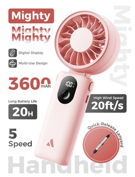 Ručný ventilátor Aecooly 3 v 1 | Max. 20 hodín prevádzky, ružová