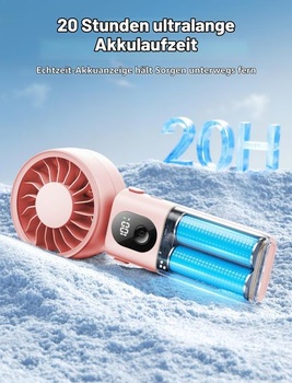 Ručný ventilátor Aecooly 3 v 1 | Max. 20 hodín prevádzky, ružová